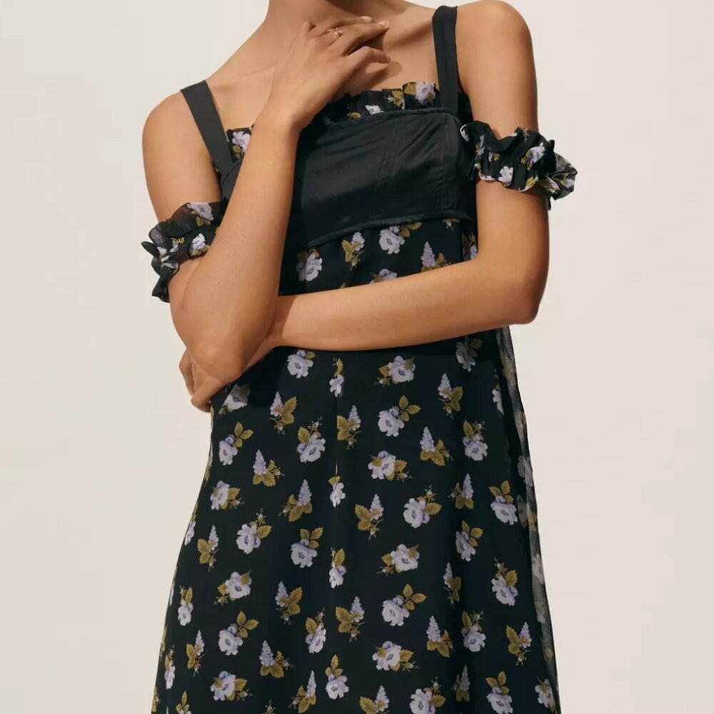 Anthropologie Maeve Floral Sheer Dress  -  Sz XS  -  NWT